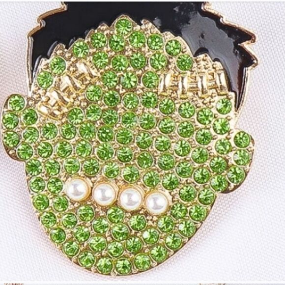 FRANKENSTEIN RHINESTONE HALLOWEEN EARRINGS - Picture 3 of 9